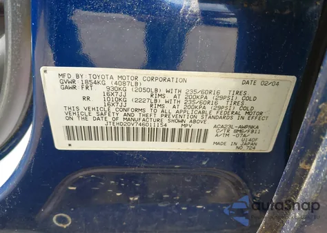 2004 Toyota Rav4 from USA, damaged, VIN JTEHD20V746011154